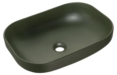 Zdjęcie produktu dla Umywalka Nablatowa Ceramiczna 50,4X35,2 Cm Zielony Mat Prostokątna