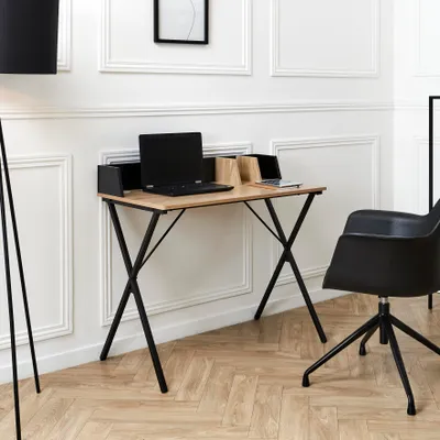 Image de Bureau - HOME DECO FACTORY - Brice - Épuré - Noir et Marron