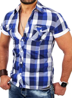 Produktbild von Reslad Herren Kurzarm Hemd Oceanside RS-7065 Blau XL