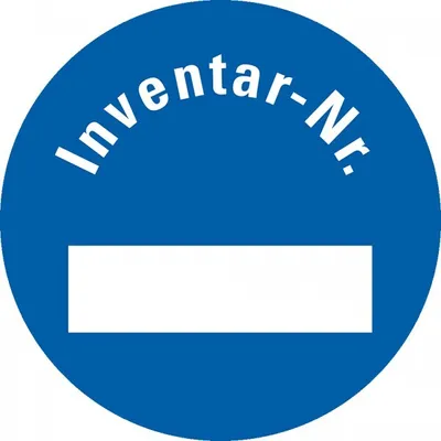Produktbild von Inventaretikett Inventar Nr., blau, 3M Scotchcal, Klappkaschierung, Ø 40mm, 1...