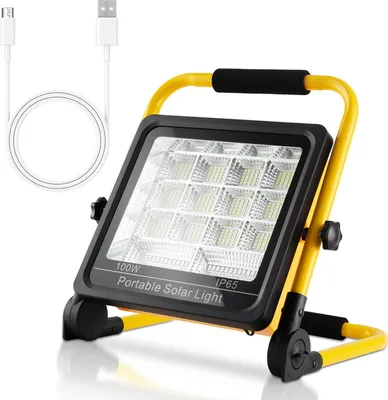 Produktbild von Jopassy 100W LED Akku Fluter Beleuchtung Baustrahler IP65 Strahler Solar Aufladbar