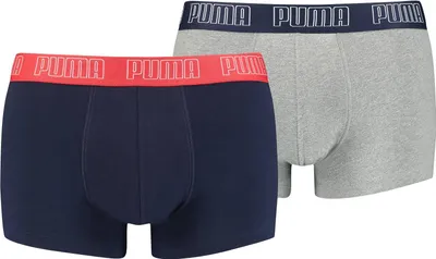 Zdjęcie produktu dla PUMA Bokserki męskie, 2 sztuki w opakowaniu – Basic Trunks, bawełna stretch, jednokolorowe niebiesko-szare M