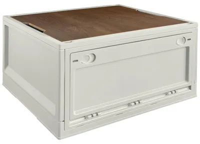 Produktbild von Storage Box, 45 L, Camping, Klappbox, Klappkiste, Aufbewahrungsbox mit Deckel, faltbar, Aufbewahrung, Kiste, 50 x 35 x 29 cm, Beige, trucky