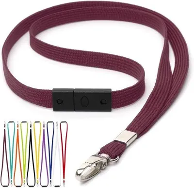Produktbild von Famanu Schlüsselband mit Sicherheitsverschluss und Metallclip - Für Büro, ID-Kartenhalter und Besucher - Verpackung mit 10 Stück