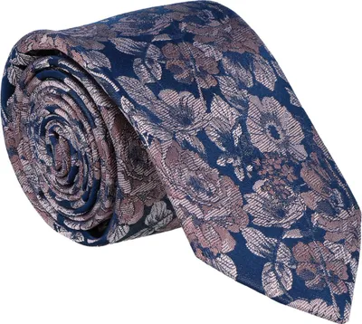Produktbild von Seidenkrawatte mit strukturiertem Blumenmuster, 7,0cm breit, traditionell verarbeitet