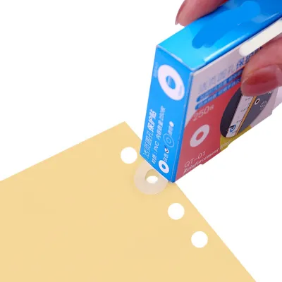 Zdjęcie produktu dla Okrągłe naklejki samoprzylepne z otworami na luźne kartki papieru, samoprzylepny dziurkacz do materiałów biurowych, szkolnych i domowych, 250 etykiet