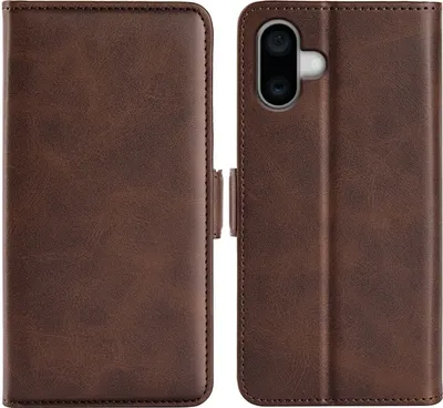 Produktbild von Mobigear Slim Magnet iPhone 16 Hülle Klapphülle Geldbörse - Braun