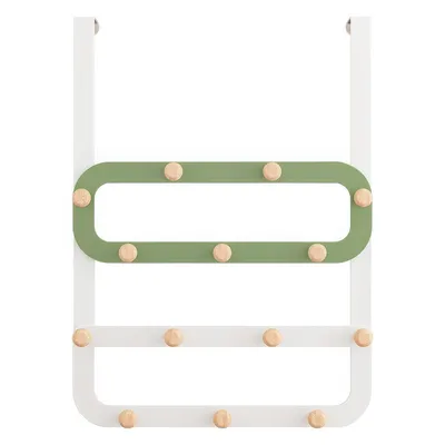 Produktbild von Türhakenleiste mit 14 Haken, Metall-Holz-Design, Stabil & langlebig, Ideal für Kleidung, Taschen und Schlüssel