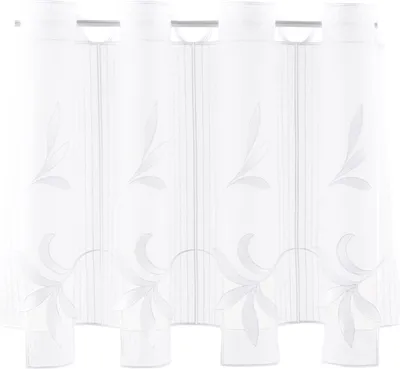 Produktbild von Gardinen Kranzusch Scheibengardine Lochstickerei  45x542,5 cm H/B Weiß Bistrogardine Vorhang Küche 1er Pack