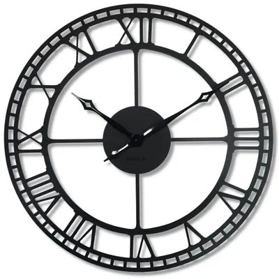Image de Horloge murale grande Vintage Retro XXL Diamètre 80 cm Métal Industriel Noir Blanc Doré (Noir)