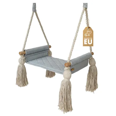 Zdjęcie produktu dla Create for you® - Drewniana Huśtawka dla Dzieci Ozdobiona Liną Bawełnianą - Szary