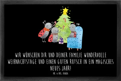 Produktbild von Mr. & Mrs. Panda Schmutzfänger Weihnachten Smörle 60 x 90 cm - Schwarz - Geschenk, Bodenvorleger, Pfefferminzstange, fußmatte, Tannennadeln, Gummi-Fußmatte, Türvorleger