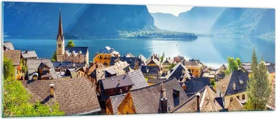 Produktbild von Bilder auf glas - Berge See Wasser - 140x50cm - Glasbilder - Wandbilder - Kunstdruck - zum Aufhängen bereit - Wanddekoration aus Glas - Glas Bilder - Wandbild auf Glas - Einteilig - GAB140x50-3955