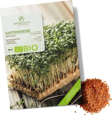 Produktbild von Kressesamen - Küchenkräuter Saatgut aus biologischem Anbau ideal für den heimischen Kräutergarten, Balkon & Garten (2000 Korn)