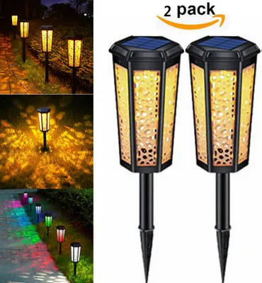 Obrázek produktu pro 2 kusy solárních světel pro zahradu, solární lampy pro venkovní zahradu, LED solární zahradní světla Zahradní světlo Deco Solar Lantern Vodotěsné IP65 pro venkovní terasu Trávník Pathway