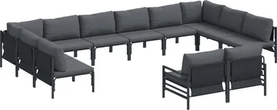 Immagine prodotto di vidaXL Set di divani da giardino con cuscini 12 pezzi in acciaio nero