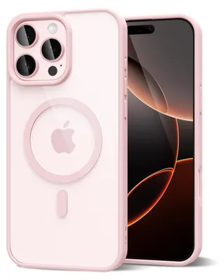 Obrázek produktu pro Magnetický kryt pro iPhone 16 Pro, kompatibilní s MagSafe, průhledné nárazuvzdorné pouzdro, ochranný zadní kryt Růžový