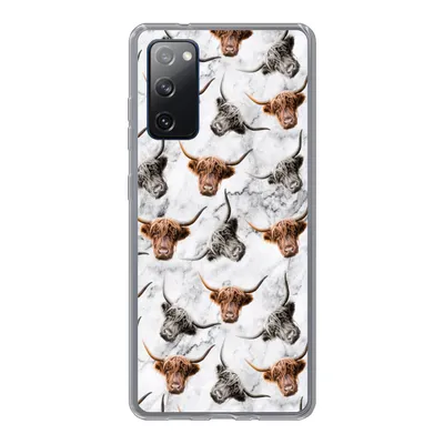 Produktbild von MuchoWow® Handyhülle Schutzhülle Hülle für Samsung Galaxy S20 FE Schottischer Highlander - Kuh - Marmor Silikon Softcase Handy Hülle - Abdeckung