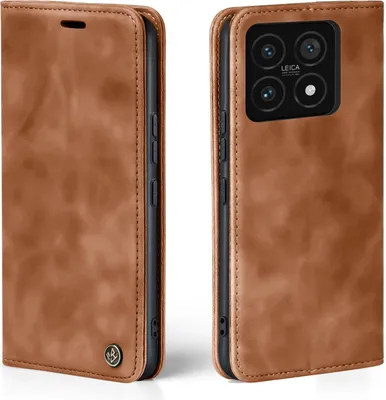 Produktbild von Handy Hülle für Xiaomi 14 Pro Klapphülle Bookcase Flip Cover Handy Tasche Etui Farbe: Hellbraun