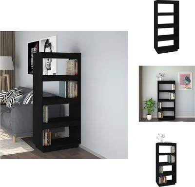 Produktbild von vidaXL Bücherregal/Raumteiler Schwarz 60x35x135 cm Massivholz Kiefer -  Bücherregale & Bücherschränke