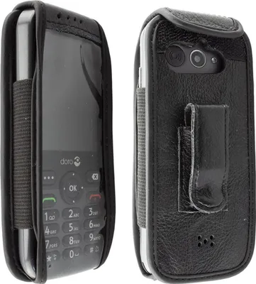 Image de caseroxx étui en cuir avec clip ceinture compatible avec Doro 7010 / 7011 en similicuir, étui avec clip ceinture et fenêtre de visualisation