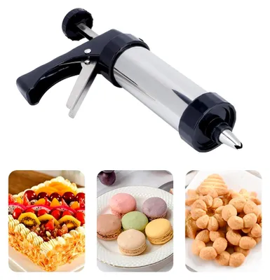 Produktbild von Plätzchenpresse, Gebäckpresse für Spritzgebäck Edelstahl Spritzgebäck Presse mit 13 Schablonen, 7 Tüllen, DIY Backzubehör für Variantenreiches Spritz-Gebäck