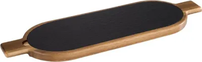 Produktbild von APS 812 Servierbrett FUSIONA, Akazienholz lackiert, Naturschiefer, Griffe 5 cm, 40 x 15 cm, Höhe 2 cm