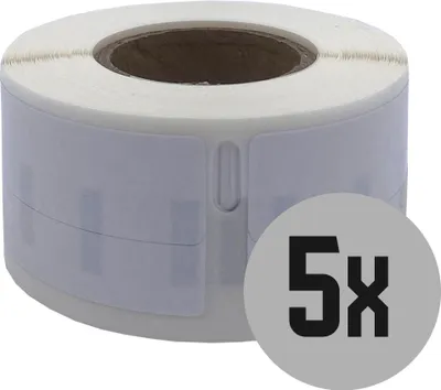Produktbild von DULA Etiketten - Kompatibel mit Dymo Compatible labels - Weiß - 99017 - S0722460 - Hangmapetiketten - 5 rollen - 21 x 51 mm - 220 labels per rol