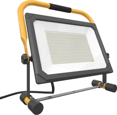 Produktbild von Ledvion – LED Baustrahler 100W, 11.000 Lumen, 6500K Tageslichtweiß, IP65 Wasserdicht, mit Stativ, Arbeitslampe, Professionelle LED Arbeitsleuchte für Baustelle und Außenbereich, Schwenkbar, Werkstatt, Tragbar