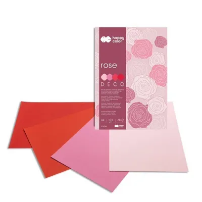 Zdjęcie produktu dla Gdd Blok Happy Color Deco Rose A4 - 20 Arkuszy 170G, Papier Kreatywny Różowo-Czerwony