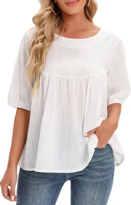 Produktbild von Vintage Frauen Baumwolle Leinen Bluse einfarbig O-Ausschnitt Kurzarm Casual Sommer T-Shirt Top