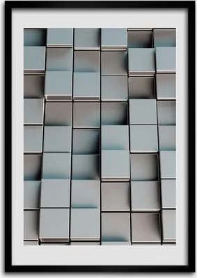 Produktbild von Bild - Bilderrahmen - 50 cm x 70 cm - MDF - Rahmen - Wandkunst Wand aus Würfeln