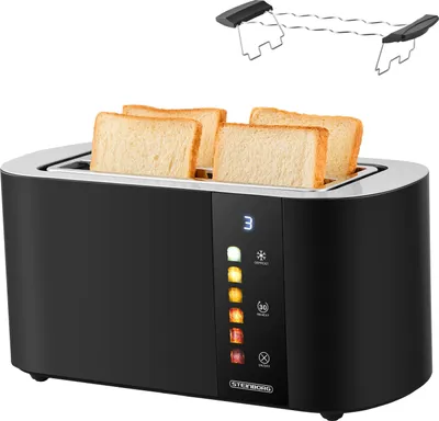 Produktbild von Steinborg XXL 4 Scheiben Toaster Schwarz Lift Funktion Digitales Display Toaster Langer Toaster mit Brötchenaufsatz Großer Toaster Edler Toaster Breiter Toaster