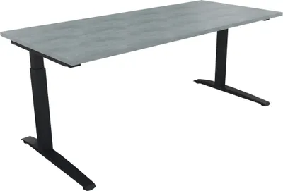 Produktbild von Schreibtisch Kufe Einzels. Quadrat B1800xT800xH650-850 an/Beton hell