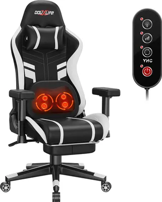 Obrázok produktu pre Douxlife® GC-RC03 herná stolička ergonomická masážna kancelárska stolička s operadlom, biela