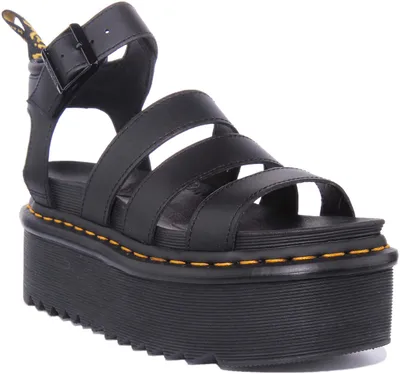 Produktbild von Dr. Martens Blaire Quad Verstellbare Schnalle Damen Ledersandalen in Schwarz – 6,5 UK - 40 EU - 8,5 US / Schwarz