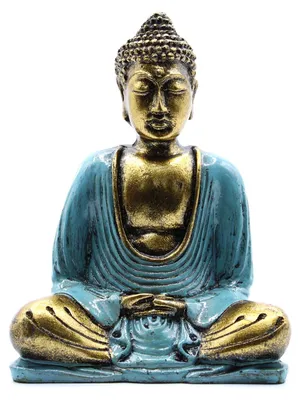 Immagine prodotto di Buddha verde-azzurro e dorato - Meditazione
