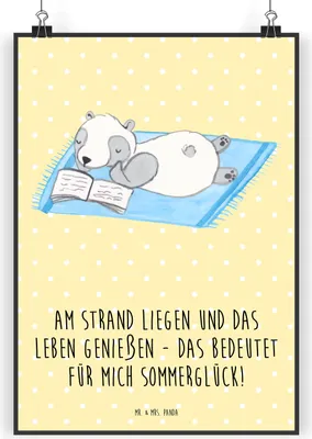 Produktbild von Mr. & Mrs. Panda Bild Sommerglück DIN A3 - Gelb Pastell - Geschenk, Summer Feelings, Sommergefühle, Vibes, Sommerprodukte, Sommerferien, drucke, Frühling, Herbst, Strand