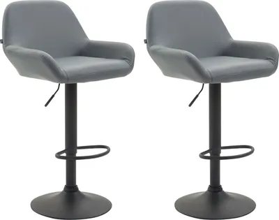 Produktbild von CLP 2er Set Barhocker Braga Kunstleder drehbar und höhenverstellbar,grau schwarz