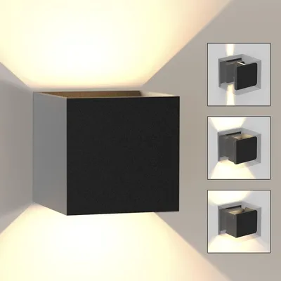 Zdjęcie produktu dla ZMH Led Wall Light Indoor & Outdoor Black Wall Lamp 01 Modern Up Down Warm White IP65 Wodoodporna zewnętrzna lampa ścienna 5W Regulowana wiązka światła do przedpokoju i ogrodu