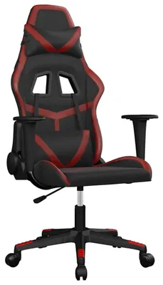 Produktbild von vidaXL Gaming-Stuhl mit Massagefunktion Schwarz und Weinrot Kunstleder