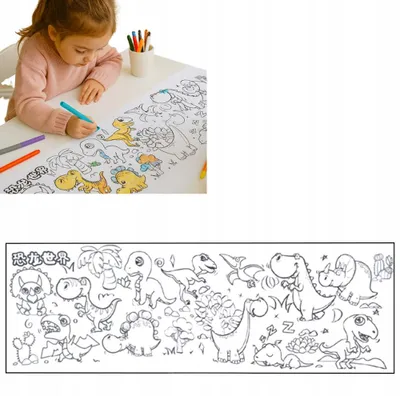 Zdjęcie produktu dla Kolorowanka TSG-271 Kolorowanek dla dzieci Dinozaurki w rolce 5 szt 30x90cm