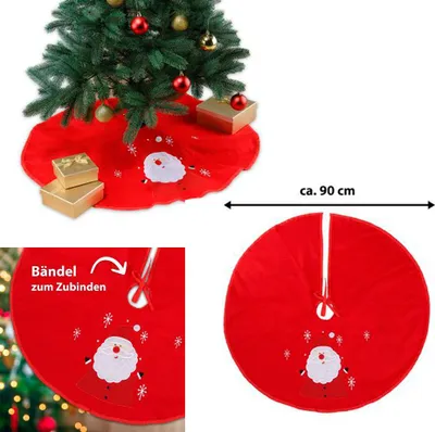 Produktbild von Heimtexland ® Weihnachtsbaumdecke Baumständer Schürze 90 cm Weihnachten Dekoration Christbaumdecke Typ618 Weihnachtsmann rot-rot