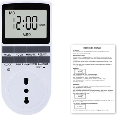 Produktbild von Digital Timer Steckdose 16A 230V, 10 Programme, LCD Display, Countdown-Funktion, Energiespar-Timer