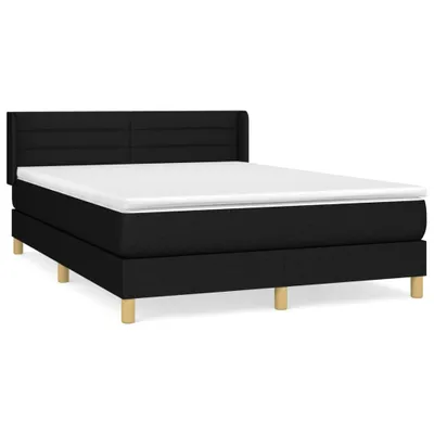 Zdjęcie produktu dla vidaXL Łóżko sprężynowe z materacem czarne 140x200 cm tkanina