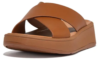 Produktbild von FitFlop F-Mode Leder-Plateau-Kreuzsandalen BRAUN 40