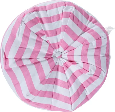Immagine prodotto di Cuscino da terra HOMESCAPES ottagonale a righe rosa 100% cotone con imbottitura in poliestere Ø 40 cm