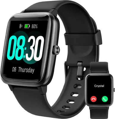 Produktbild von Damen und Herren, 1,83 Zoll großer Touchscreen, Herzfrequenzmesser, Schrittzähler, Schlafmonitor, 100+ Trainingsmodi, Android IOS (schwarz)