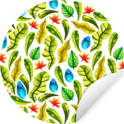 Produktbild von MuchoWow® Runde Wandtattoo - Wandsticker Tapete Aufkleber Blumen - Dschungel - Blätter Ø 80 cm Selbstklebend und Repositionierbar - Wandaufkleber - Kreis - Mauerkreis - Wand Bilder - Wandsticker - Wohnzimmer Dekoration - Dekoration für die Wände - Aluminium - Babyzimmer