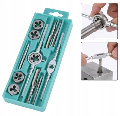 Produktbild von Gewindebohrer und Schneideisen Set M6-M12, Stahl 45, mit Griff